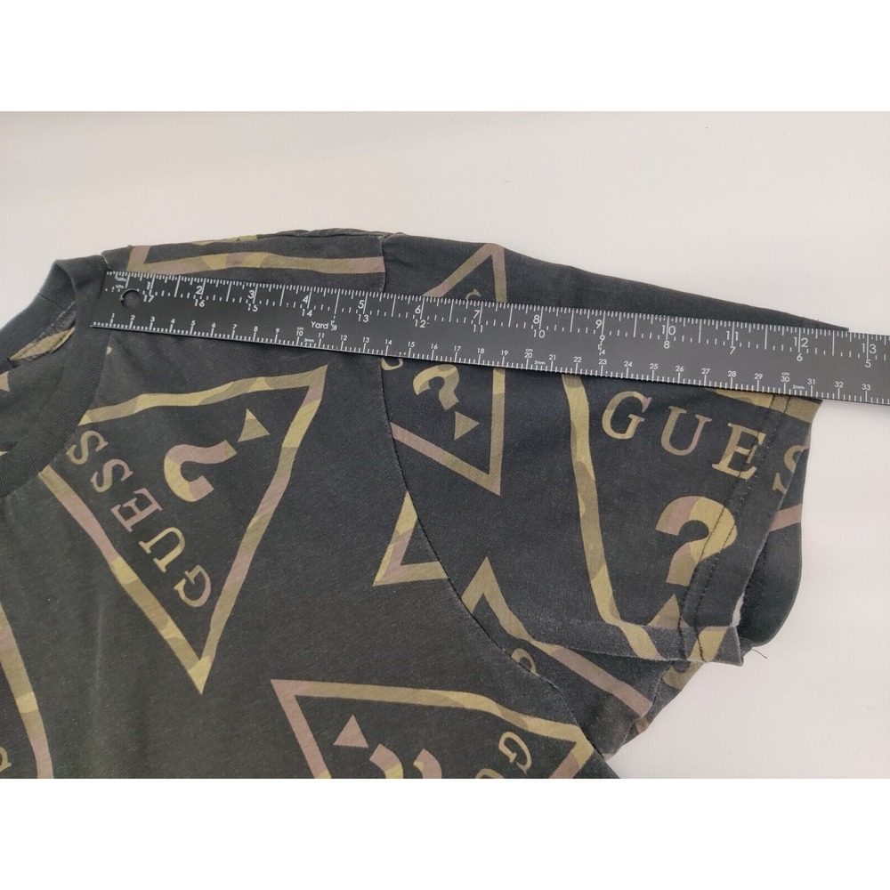 Guess Los Angeles Mens Camo Triangle All Over Logo Print T-Shirt Black Size M - Picture 6 of 8